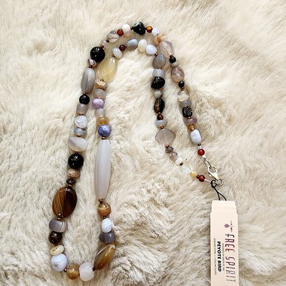 Peyote Bird 23" Multi-Color Crystal Beaded Genuine Gemstone Necklace NEW - Picture 5 of 9